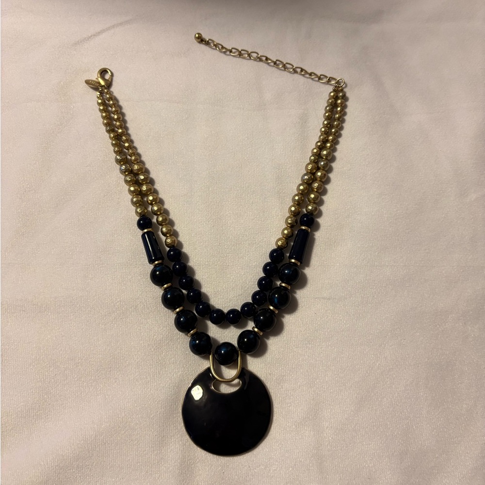 Chico’s Elegant Gold and Navy Necklace VTG